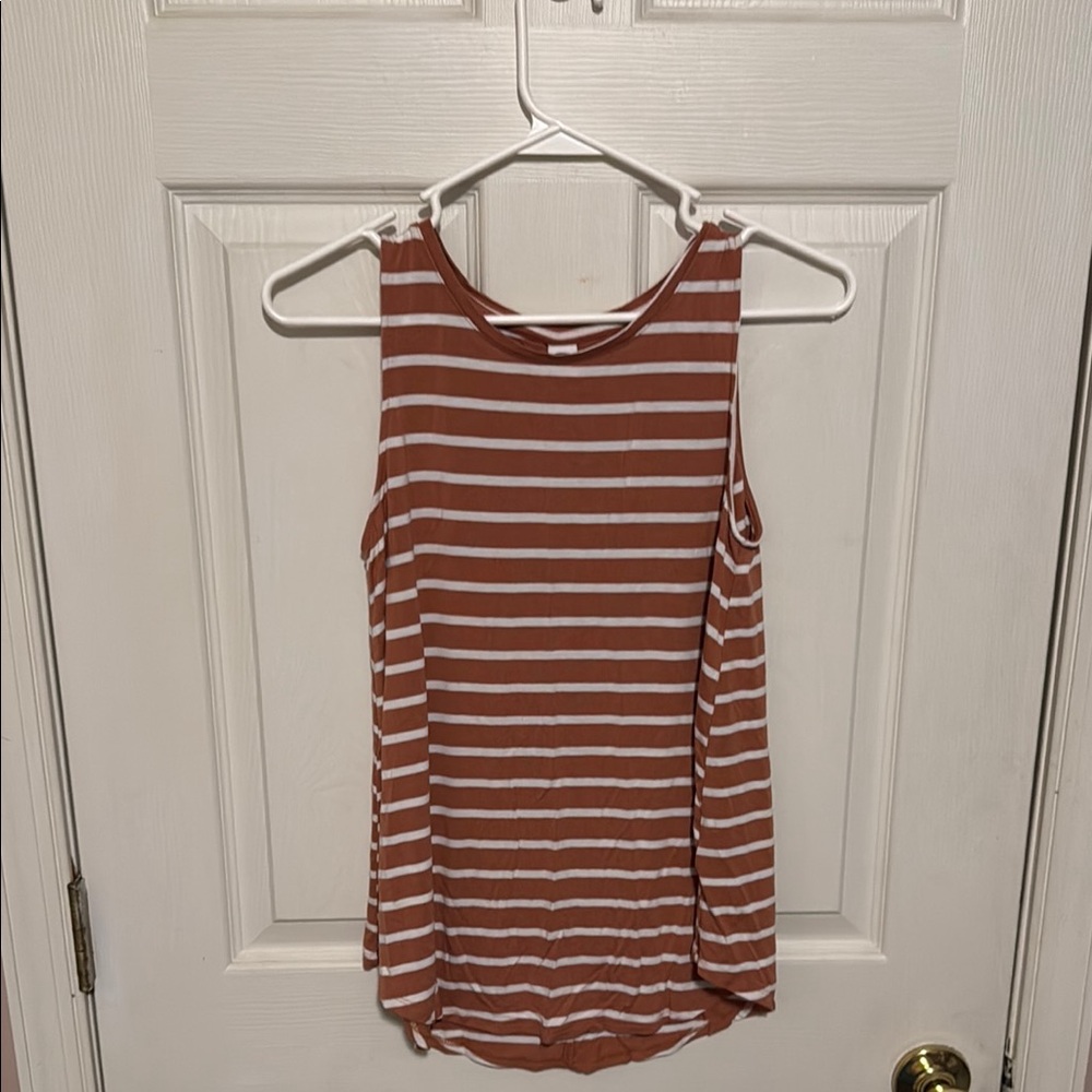 Old Navy Brown and White Striped Tank Top